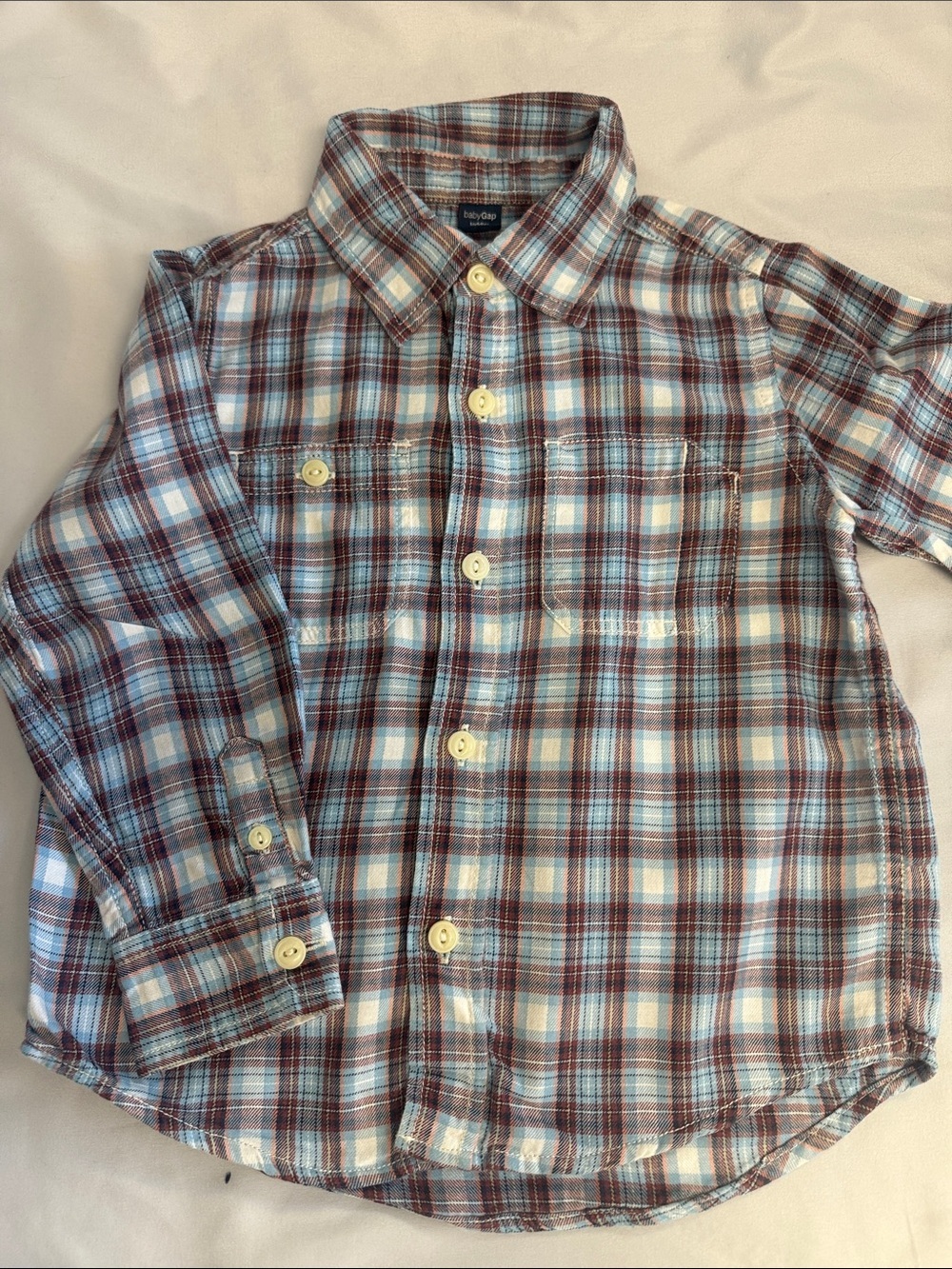 GAP Plaid Button-Down Shirt in Blue and Brown